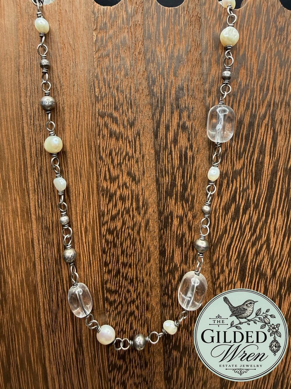 Silpada N1602 Sterling Silver Pearl Crystal Necklace 18” Retired Jewelry
